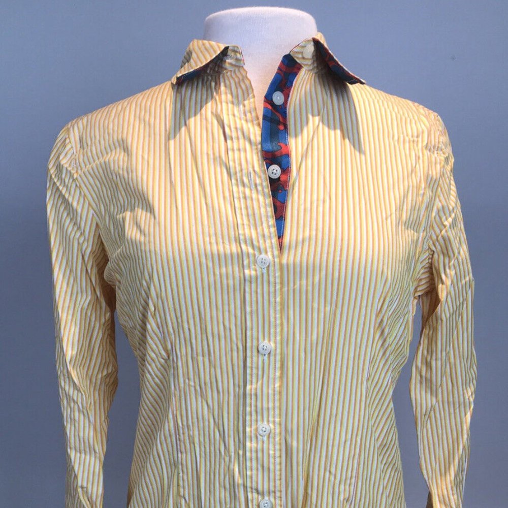 C. Wonder Women's Button-up Shirt size M Yellow/Orange Stripes